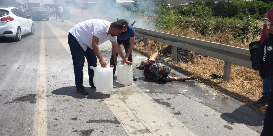 Alevler arasında kalan sürücü kaldırıldığı hastanede yaşam savaşını kaybetti