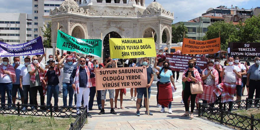 Hamamcılardan peştamal ve sabunlu eylem