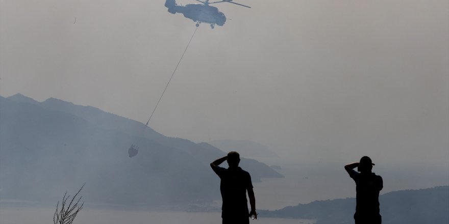 Marmaris ile Köyceğiz'deki orman yangınlarına havadan müdahale yeniden başladı