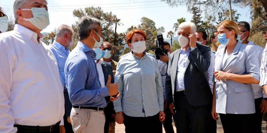 İYİ Parti Genel Başkanı Akşener, Marmaris'te yanan alanda inceleme yaptı