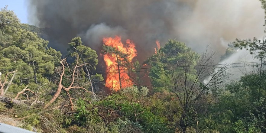 Marmaris’te alevlerle savaşta inanılmaz görüntüler