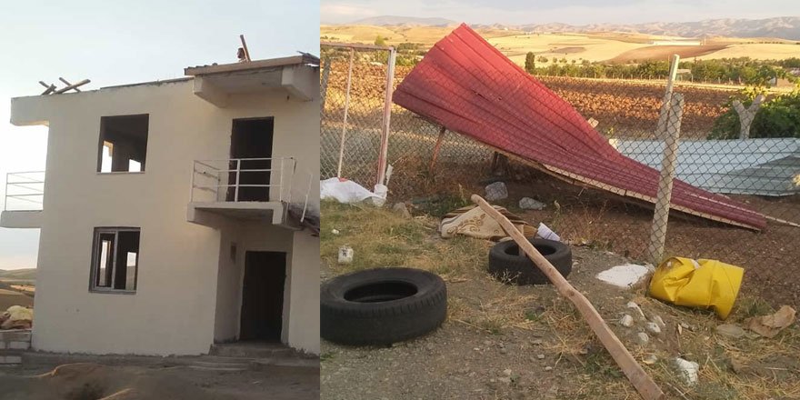 Elazığ’da şiddetli rüzgar 3 evin çatısını uçurdu