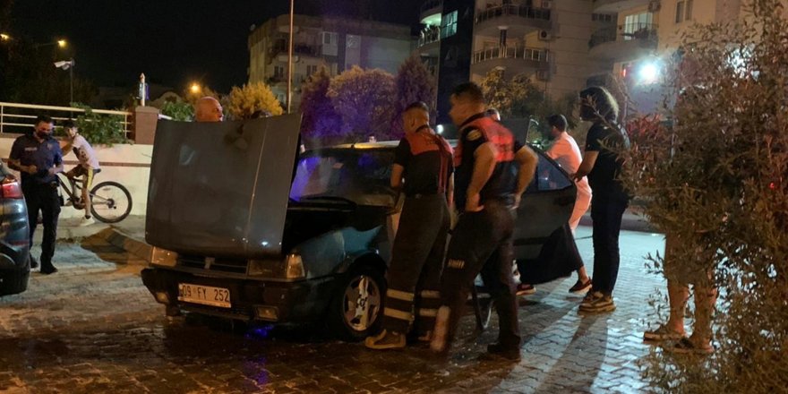 Seyir halindeki otomobilde yangın çıktı