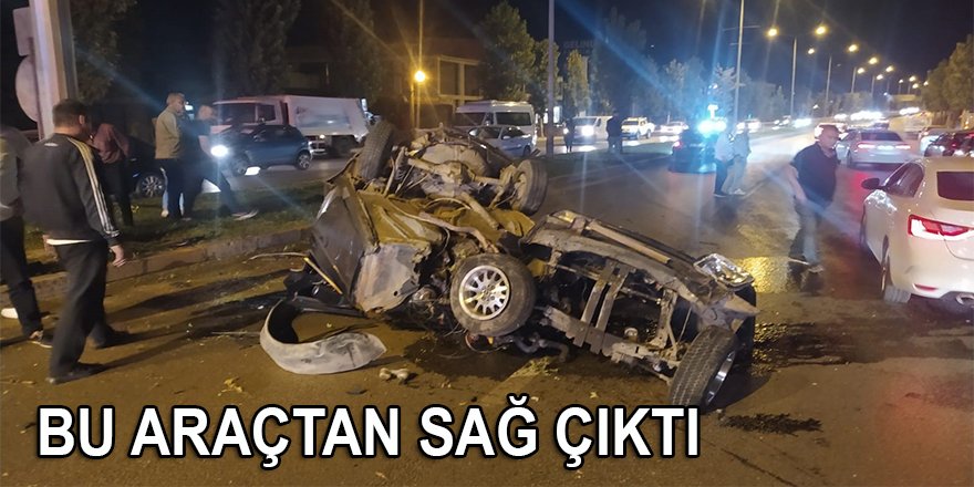 Metal yığınına dönen otomobilden sağ çıktı