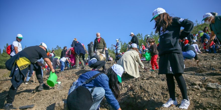 İzmir depreminde ölen ikizler anısına 1500 fidan toprakla buluştu