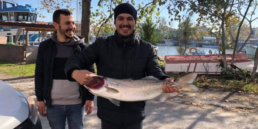 Oltayla 5 kiloluk lüfer yakaladı, böyle sevindi