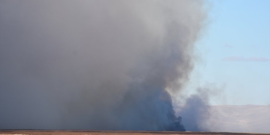 Eber Gölü çevresindeki sazlık alanda yangın çıktı