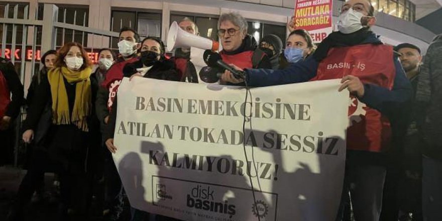 Habertürk binası önünde İHA muhabirine tokat atan gazeteci protesto edildi
