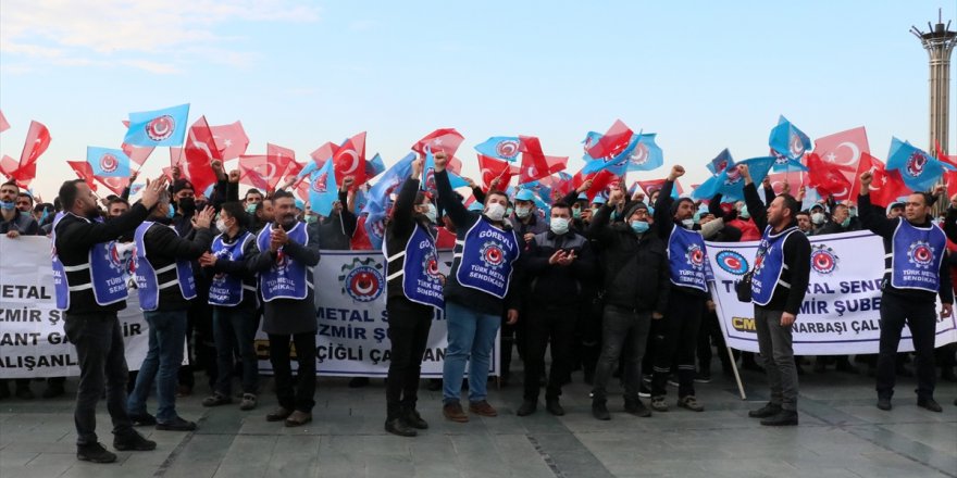 Türk Metal Sendikası üyesi işçiler, İzmir'de eylem yaptı