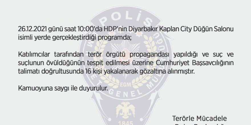 HDP’nin Diyarbakır programında terör örgütü propagandası: 16 gözaltı