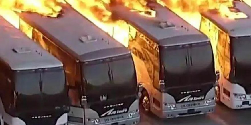 ABD'de yangın: Onlarca otobüs kül oldu