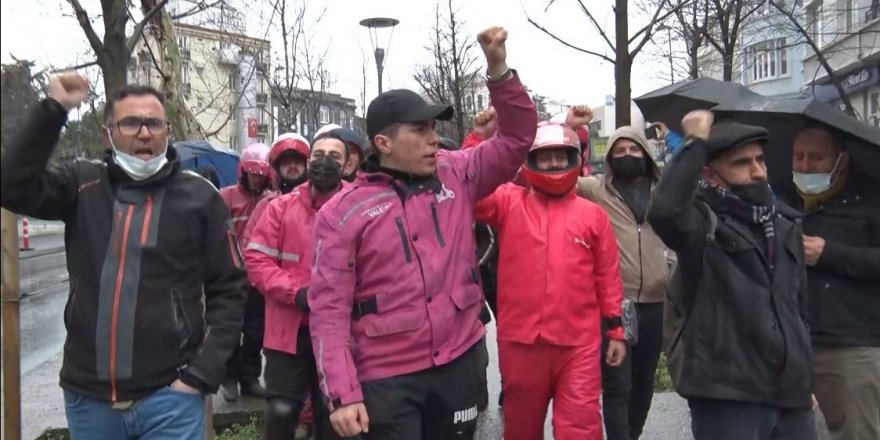 Yemeksepeti çalışanları Almanya Başkonsolosluğu önünde eylem yaptı