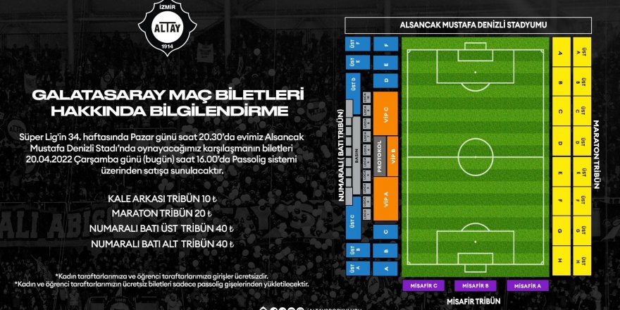 Altay - Galatasaray maçının biletleri satışta