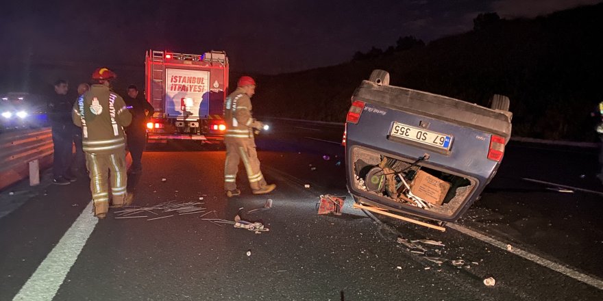 Kuzey Marmara Otoyolu’nda takla atan otomobil metrelerce sürüklendi: 2 yaralı