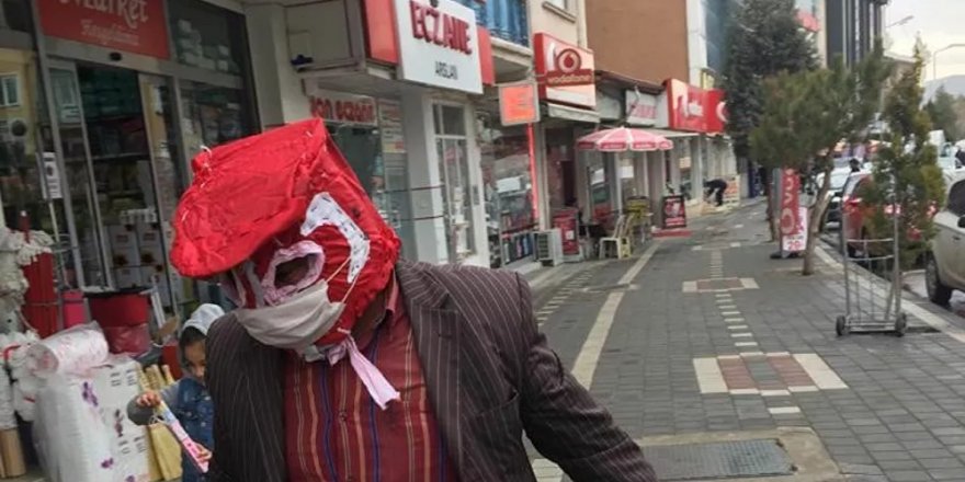 Yozgatlı vatandaştan Kovid-19'a karşı 'özel maske': 'Bir kat daha fazla korunuyorum'