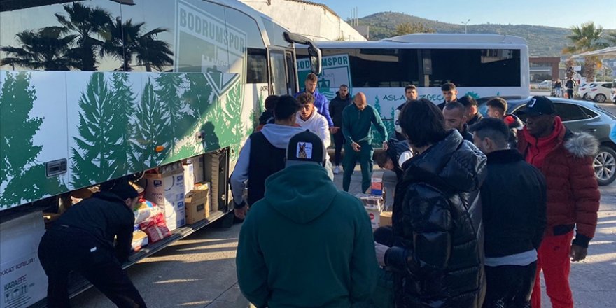 Bodrumsporlu futbolcular ve teknik heyetten deprem bölgesine yardım