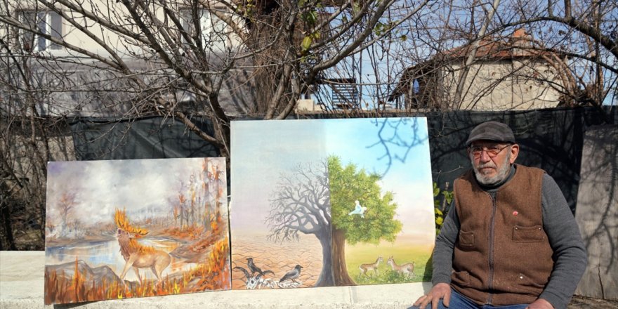 Muğla'da ressam Başarır, satışa sunulan eserlerinin gelirini afetzedelere bağışlayacak