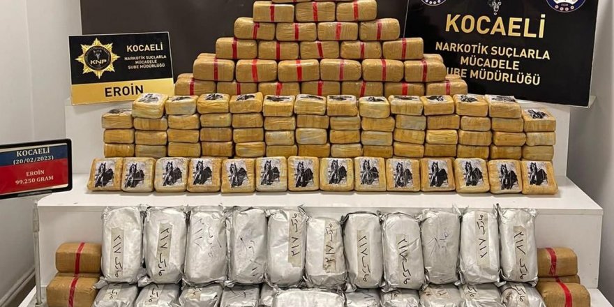 Kocaeli'de saman yüklü tırda 99 kilo 250 gram eroin ele geçirildi