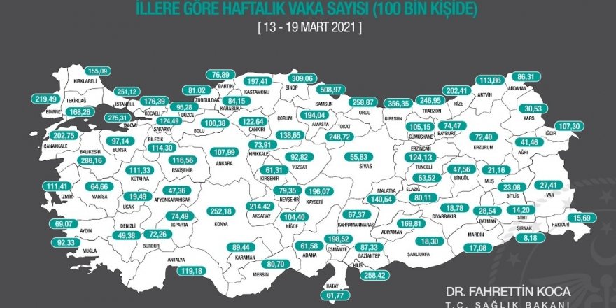 Denizli'de vaka sayısı 100 binde 49.38 oldu