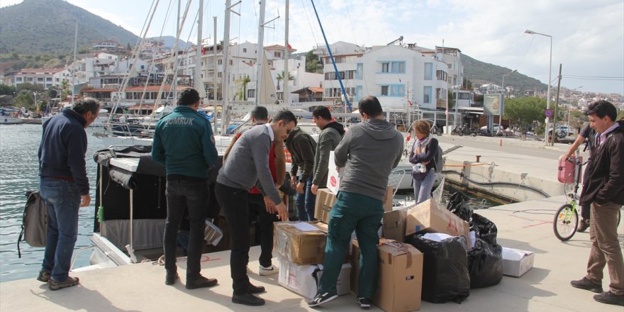 Sömbeki Adası'ndan Datça'daki depremzedeler için 62 koli yardım malzemesi