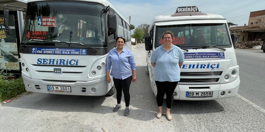 Söke'de kadın minibüs şoförleri yollara renk kattı