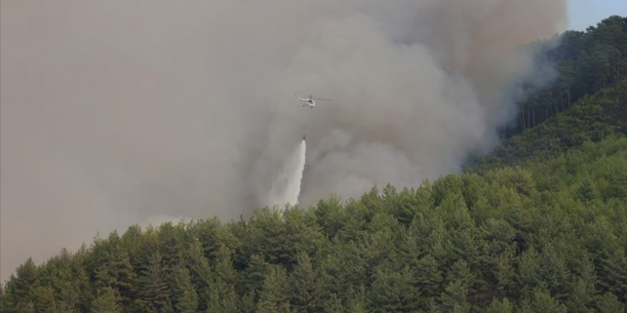 Alanya'da çıkan orman yangınına havadan ve karadan müdahale ediliyor