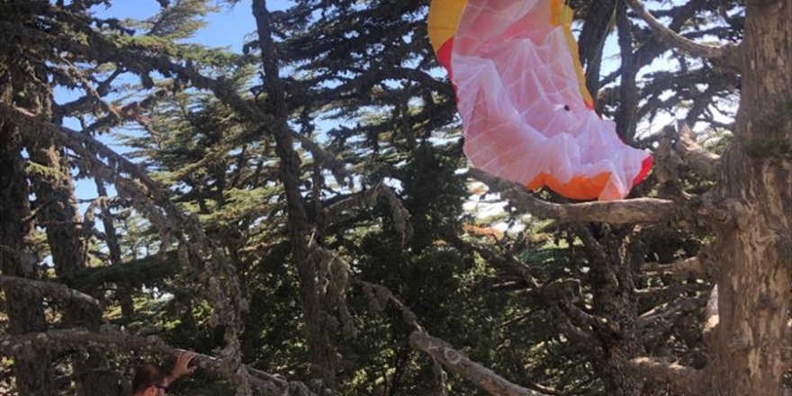 Fethiye'de yamaç paraşütü ağaca dolanan Rus pilot kurtarıldı