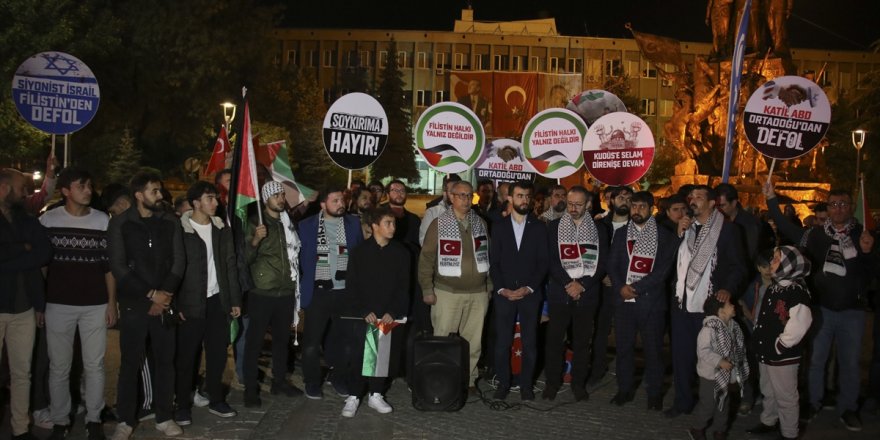 İsrail'in abluka altındaki Gazze'ye saldırıları Uşak'ta protesto edildi