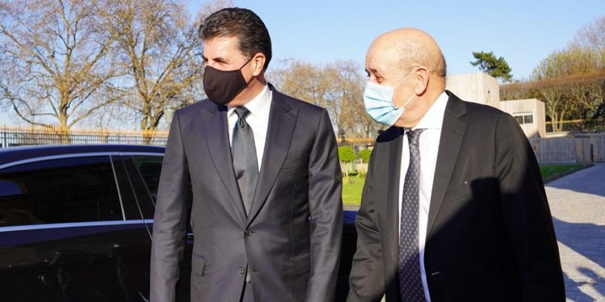 Fransa Dışişleri Bakanı Le Drian, IKBY Başkanı Barzani ile bir araya geldi