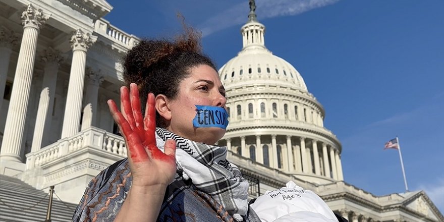 İsrail'in Gazze'ye saldırıları ABD Kongre binası önünde protesto edildi