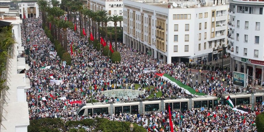 Fas'ın Kazablanka kentinde Gazze'ye destek gösterisi düzenlendi