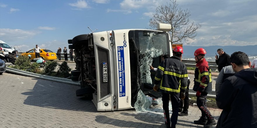 Aydın'da halk otobüsünün devrilmesi sonucu 15 kişi yaralandı