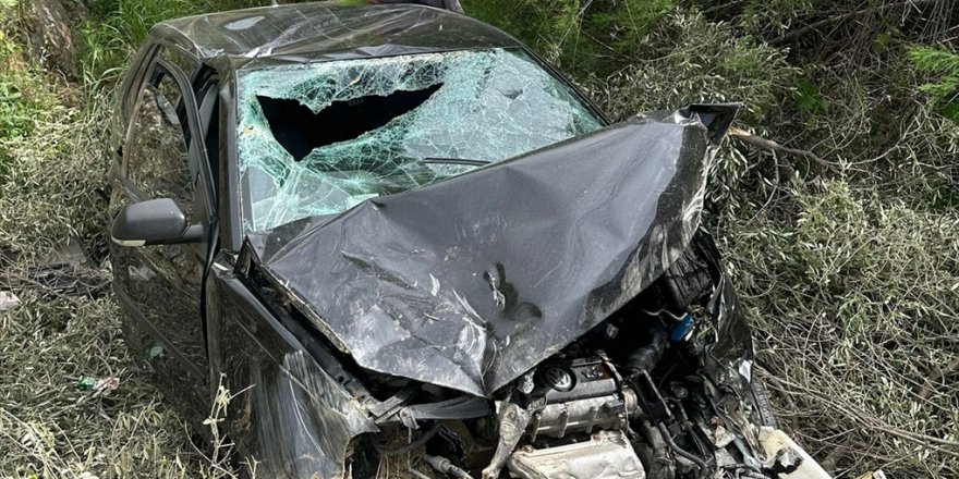 Aydın'da şarampole yuvarlanan hafif ticari araçtaki 2 kişi yaralandı
