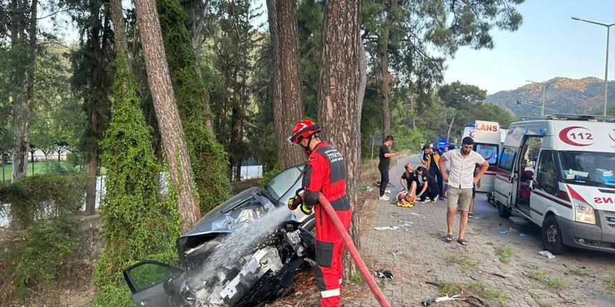 Muğla'da ağaca çarpan otomobildeki 4 kişi yaralandı