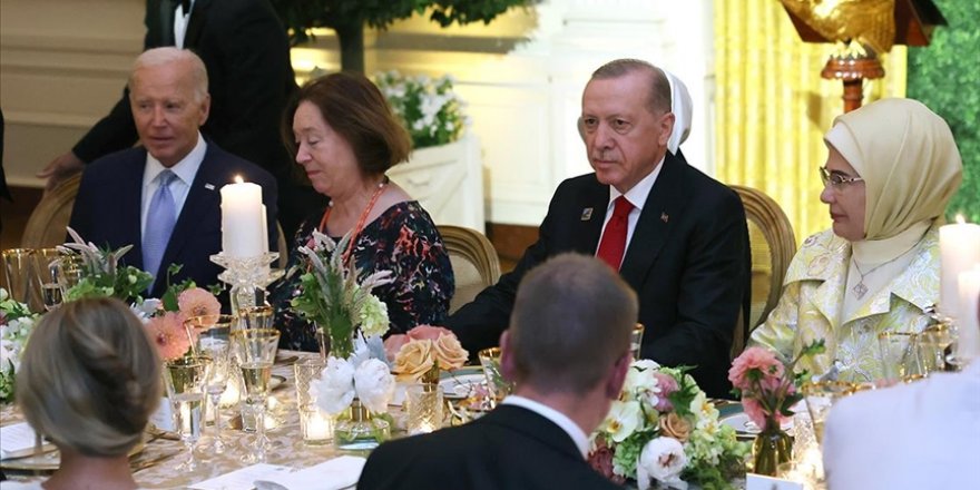 Cumhurbaşkanı Erdoğan ve eşi, ABD Başkanı Biden'ın verdiği resmi yemeğe katıldı