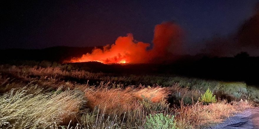 Çanakkale'nin Ayvacık ilçesinde çıkan orman yangınına müdahale ediliyor