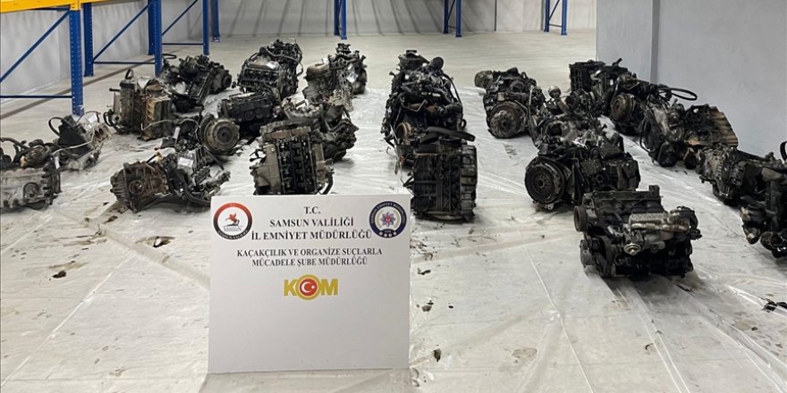 Samsun'da gümrük kaçağı 32 lüks otomobil motoru ele geçirildi