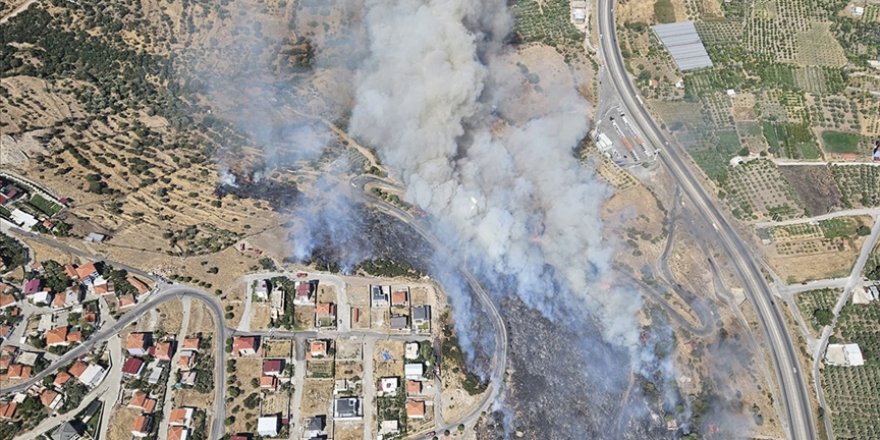 İzmir'de makilik ve otluk alanda yangın çıktı