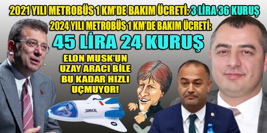 İBB ve İETT'nin "Adrese Teslim" Ulaşım A.Ş.'ye verdiği "ZAMLI" ihalelerin oranları Elon Musk'un Uzay Araçları ile yarışıyor!