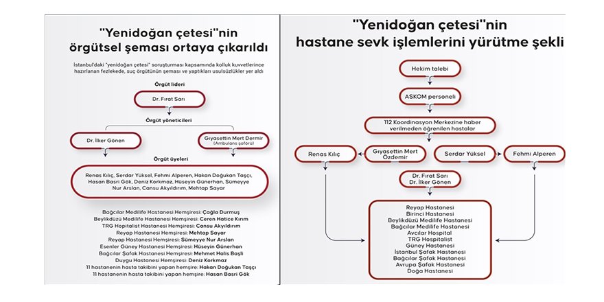 "Yenidoğan çetesi"nin örgütsel şeması ortaya çıkarıldı