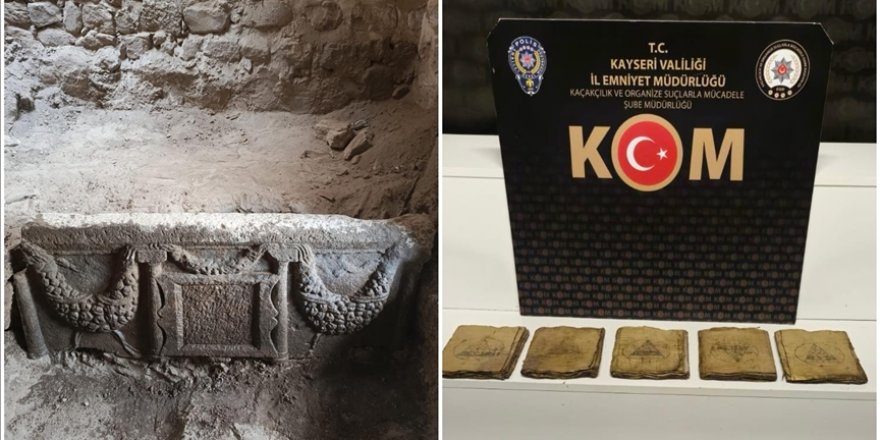 Kayseri'de 1800 yıllık el yazması 5 kitap ele geçirildi