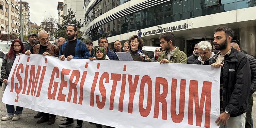 Kartal Belediyesinin işten çıkardığı kadın işçiden belediye önünde protesto