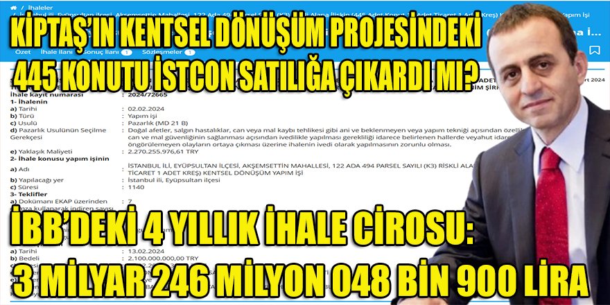 Nuhoğlu, KİPTAŞ'ın Kentsel Dönüşüm projesindeki 445 konutu satılığa mı çıkardı?