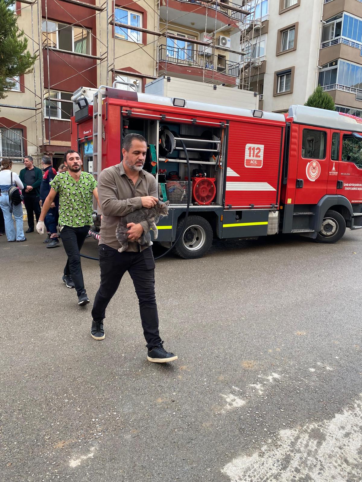 Mazgala düşen kayıp köpek ve yangında mahsur kalan kediler itfaiyenin çabasıyla kurtarıldı