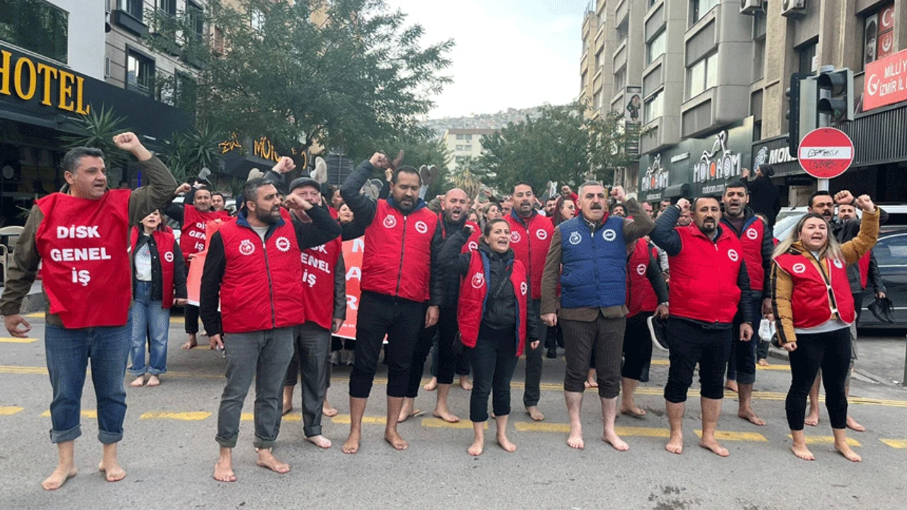 Büyükşehir'de iş bırakma günü: İşçiler çıplak ayakla yürüdü!