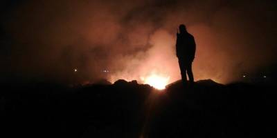 Tavşanlı'da moloz çöplüğünde yangın