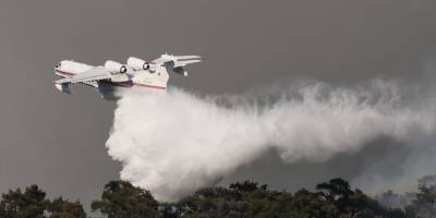 İzmir'de çıkan orman yangınına havadan müdahale ediliyor