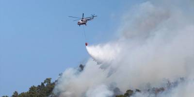 Marmaris ile Köyceğiz'deki orman yangınlarına havadan müdahale yeniden başladı