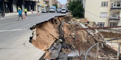 Başkent'te bir inşaatın istinat duvarı çöktü