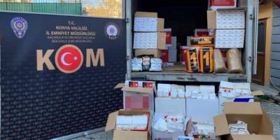 Konya’da kaçak tütün ve makaron operasyonu